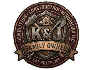 Logo for K and J Demolition, Construction, and Remodeling LLC.